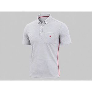 G/FORE Mens Striped Golf Polo Shirt White Navy Blue Red Logo Pocket XL